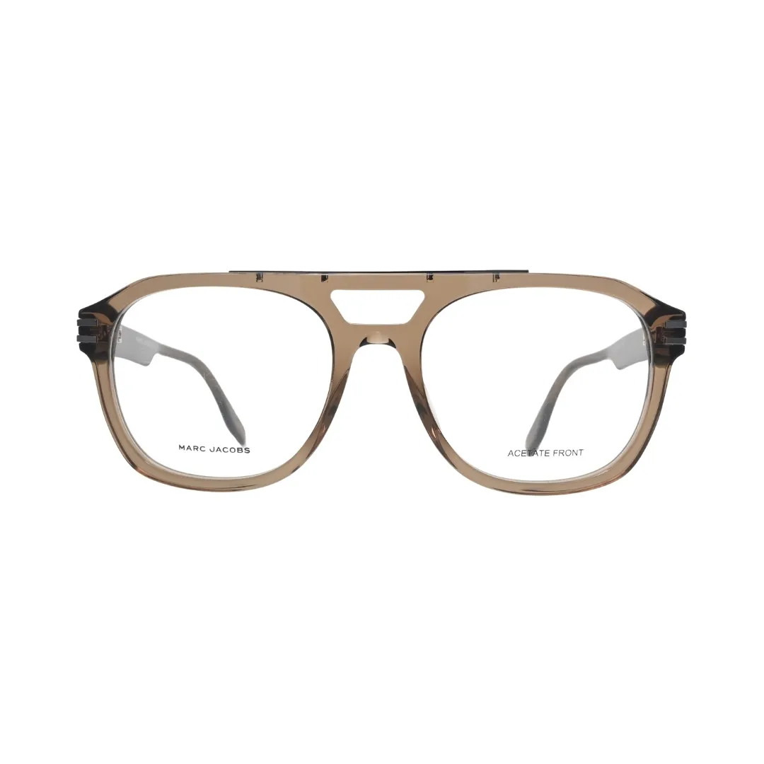Marc Jacobs MARC 788 O9Q front view — transparent brown double-bar brow bridge acetate optical frame