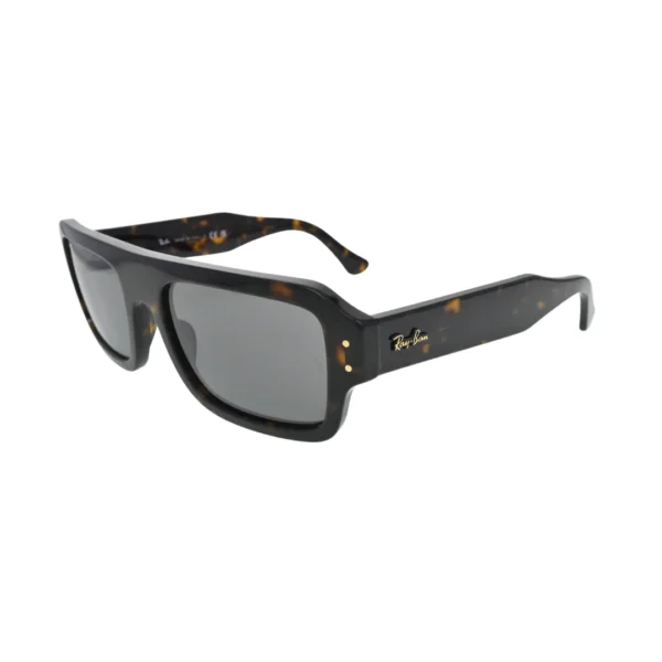 Ray-Ban RB4454 1359 B1 Havana — angled side view showing wide Hawkeye temple profile, gold Ray-Ban script logo and tortoiseshell pattern