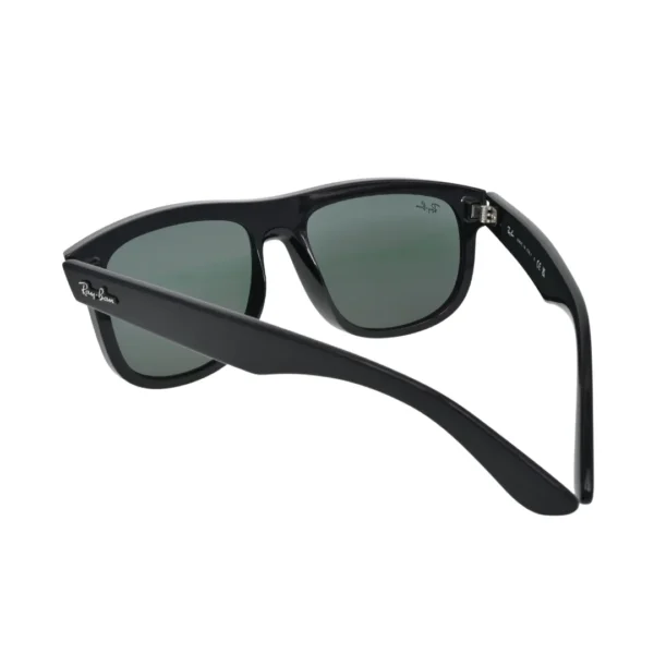 Ray-Ban RBR0501S 6677VR rear view showing gloss black injection temples with Ray-Ban script logo and silver hinge connector