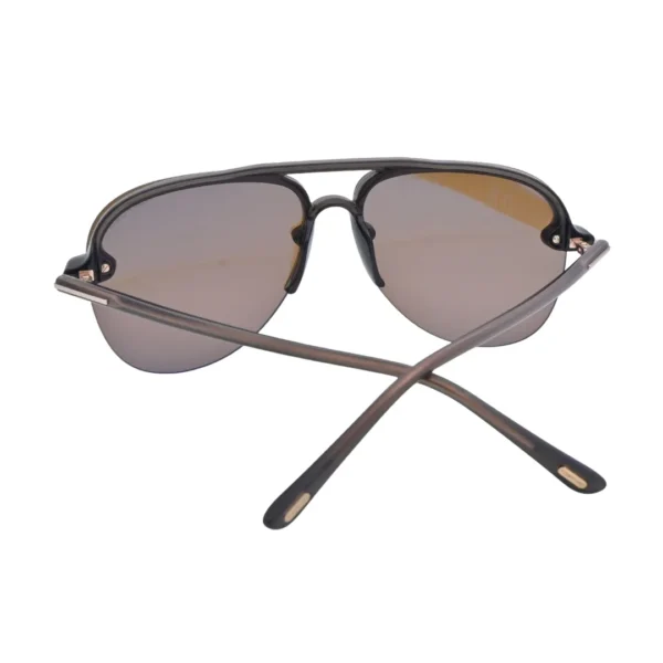 Rear three-quarter view of Tom Ford Terry-02 TF1004 51E mastic pilot sunglasses with warm brown lenses and signature temple detail.