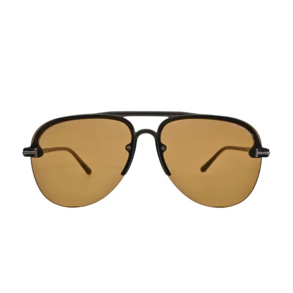Front view of Tom Ford Terry-02 TF1004 51E mastic pilot sunglasses with brown lenses.