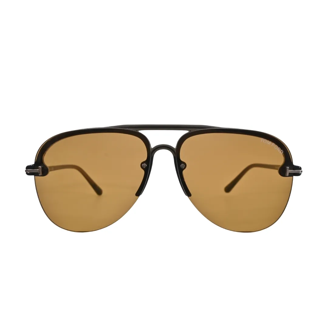 Front view of Tom Ford Terry-02 TF1004 51E mastic pilot sunglasses with brown lenses.