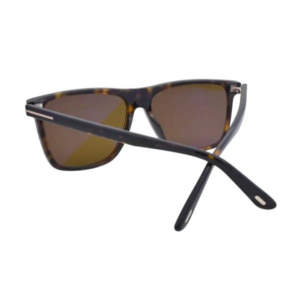 Rear angle of Tom Ford Fletcher FT0832 havana sunglasses with brown lenses
