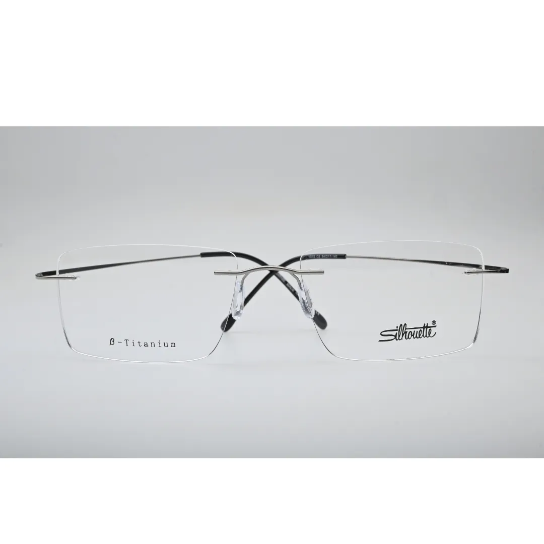 Silver Rimless Titanium Eyeglasses 1015 front view