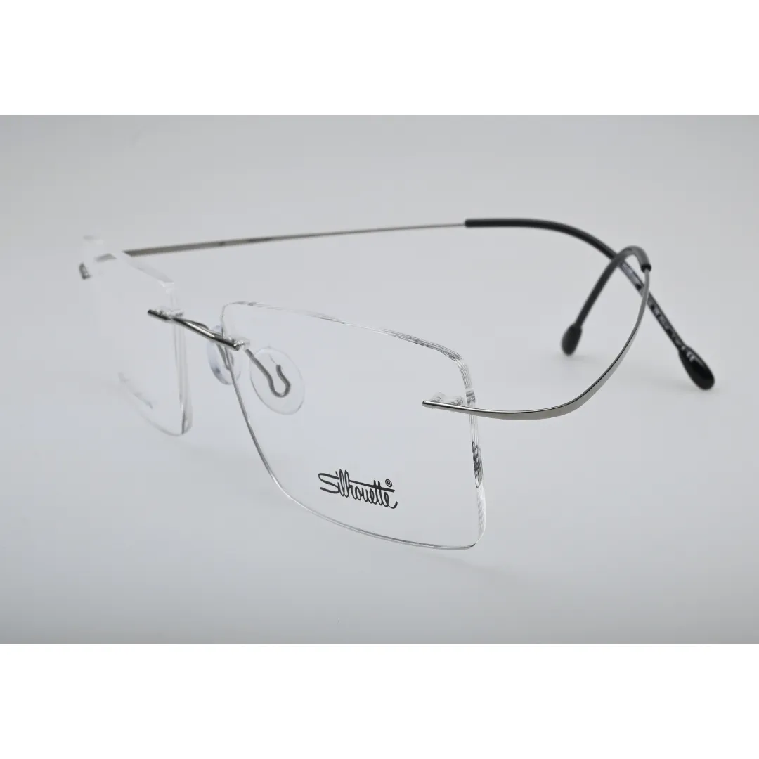 Silver Rimless Titanium Eyeglasses 1015 side profile