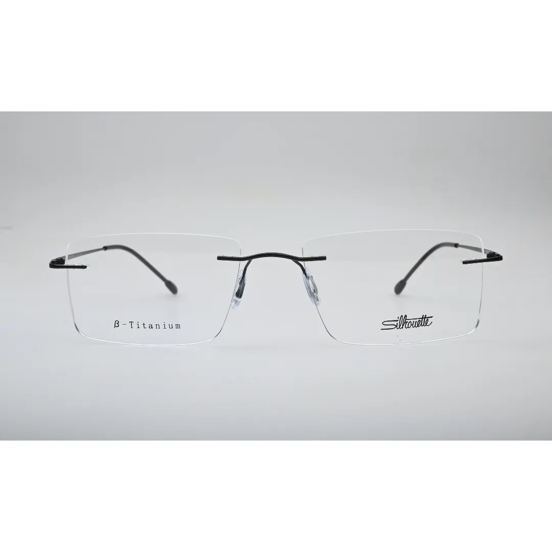 Black Rimless Titanium Eyeglasses 1025 front view