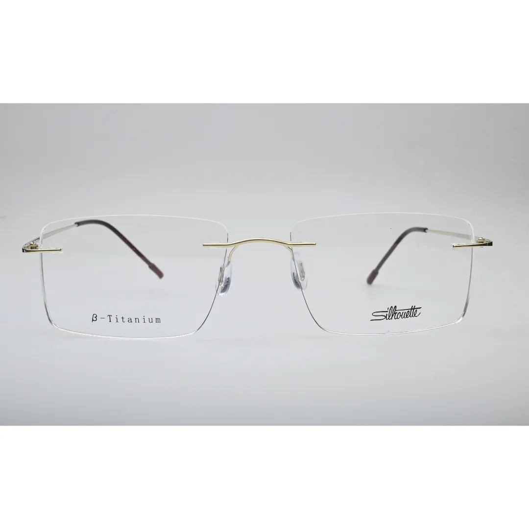 Gold Titanium Rimless Glasses 1026 front view