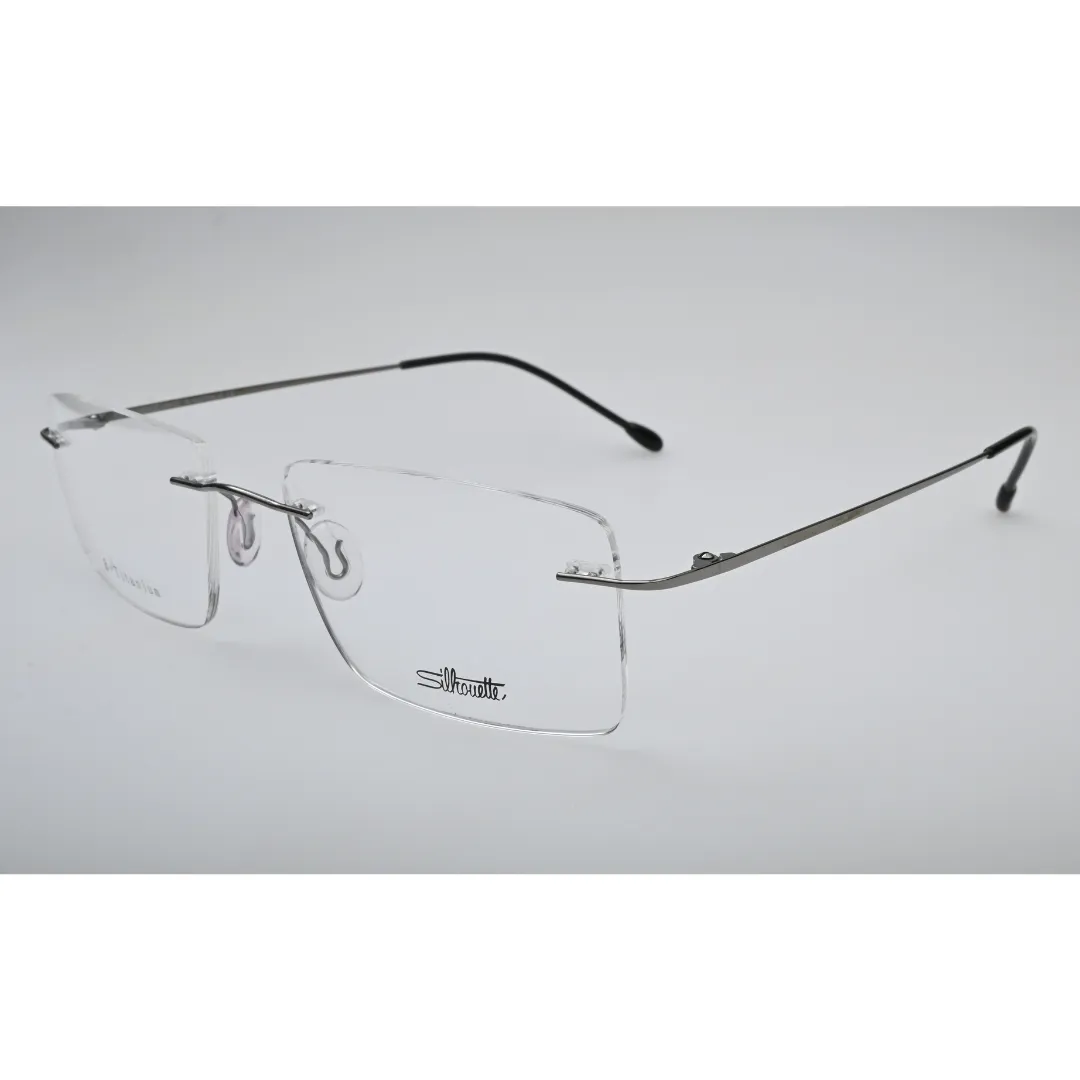 Silver Titanium Rimless Glasses 1026 back view