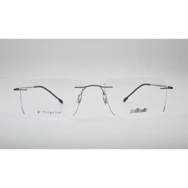Silver Titanium Rimless Glasses 1026 front view