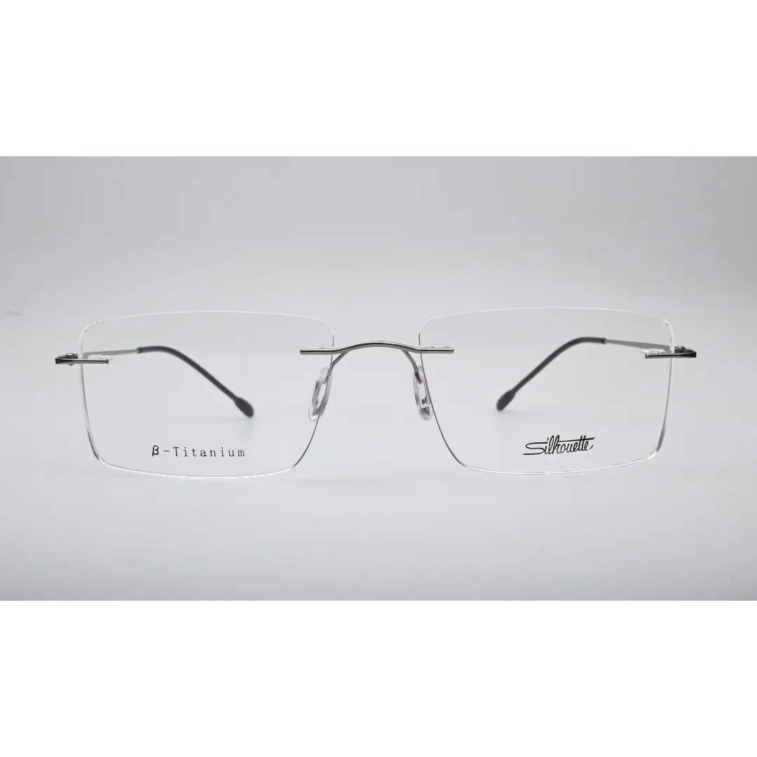 Silver Titanium Rimless Glasses 1026 front view