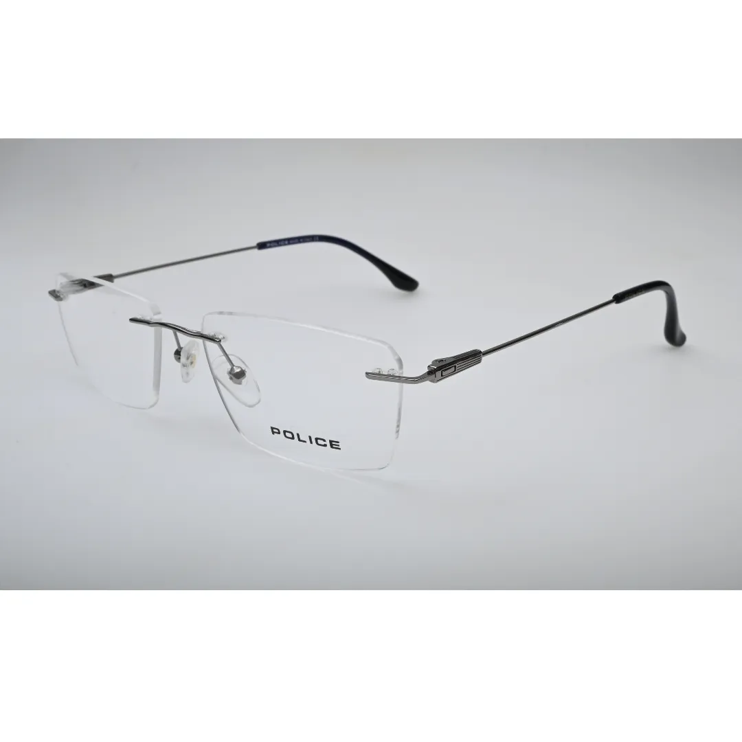 Silver Three-Piece Rimless Eyeglasses 20009J front view
