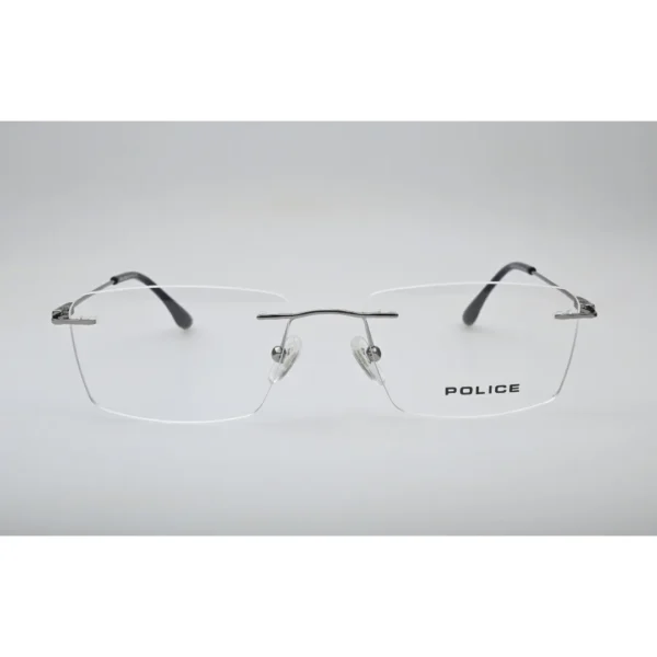Silver Three-Piece Rimless Eyeglasses 20009J front view