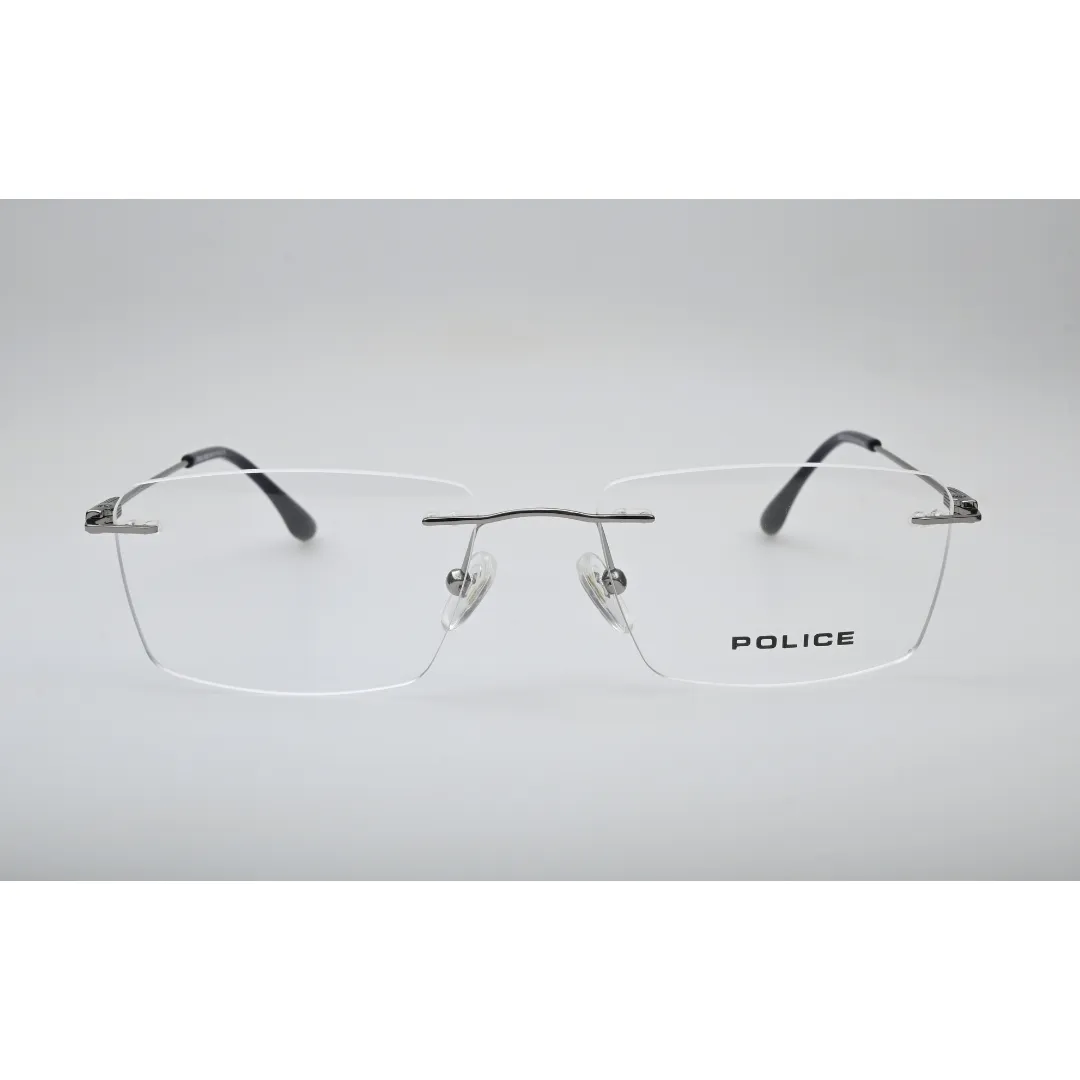 Silver Three-Piece Rimless Eyeglasses 20009J front view