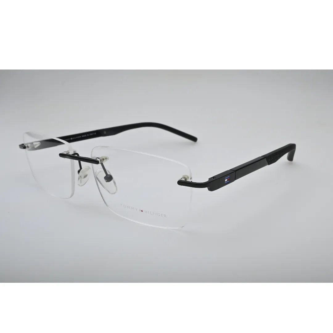 Black Rimless Metal Glasses 6449 back view