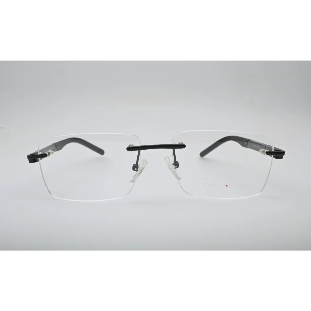 Black Rimless Metal Glasses 6449 front view