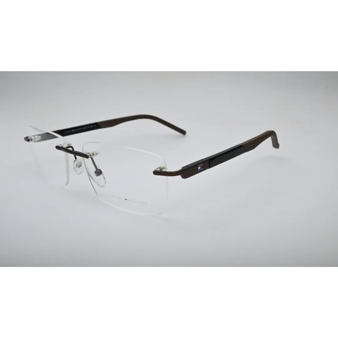 Brown Rimless Eyeglasses 6449 back view