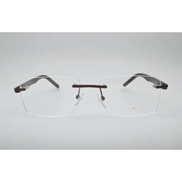 Brown Rimless Eyeglasses 6449 front view