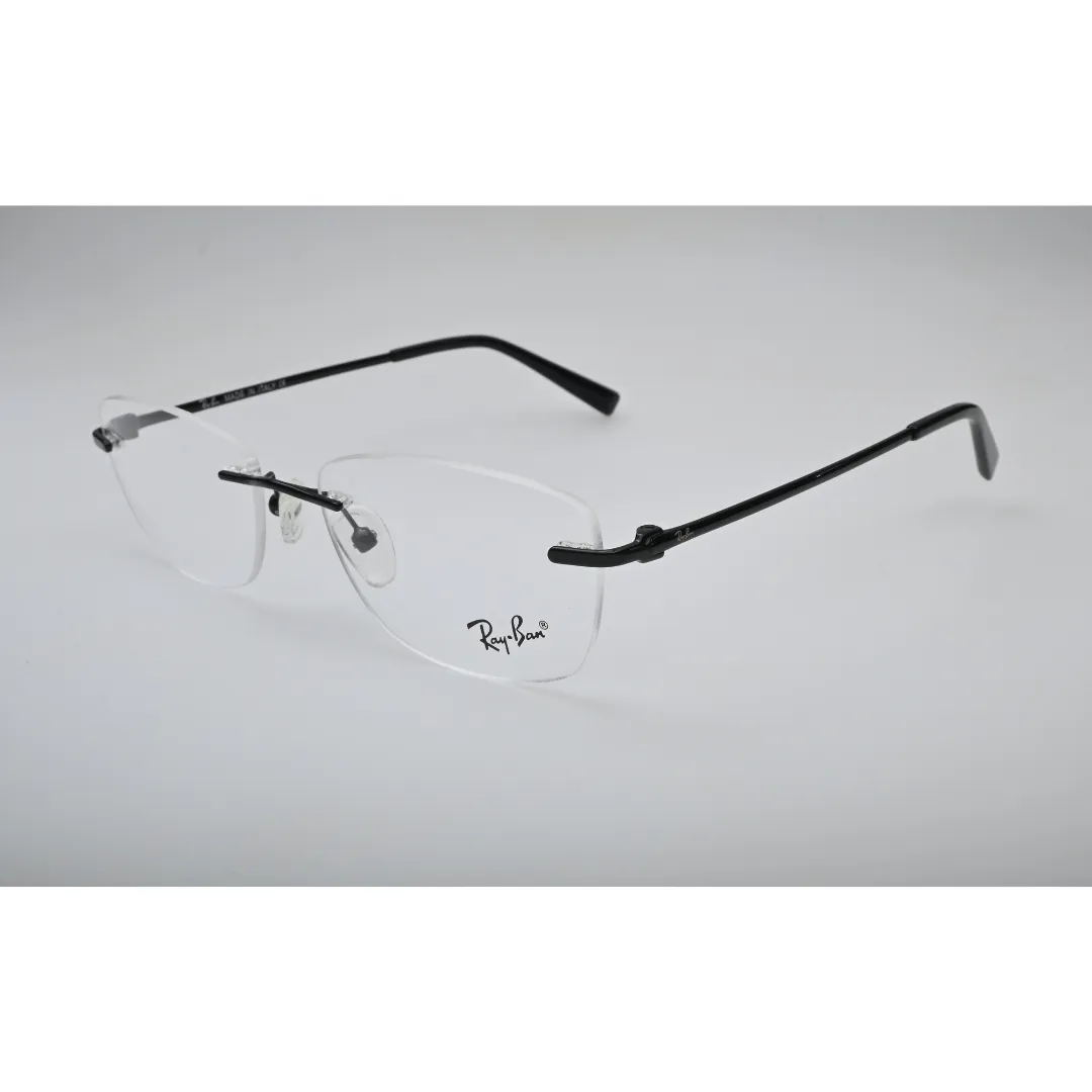 Black Rimless Metal Eyeglasses 8842 back view