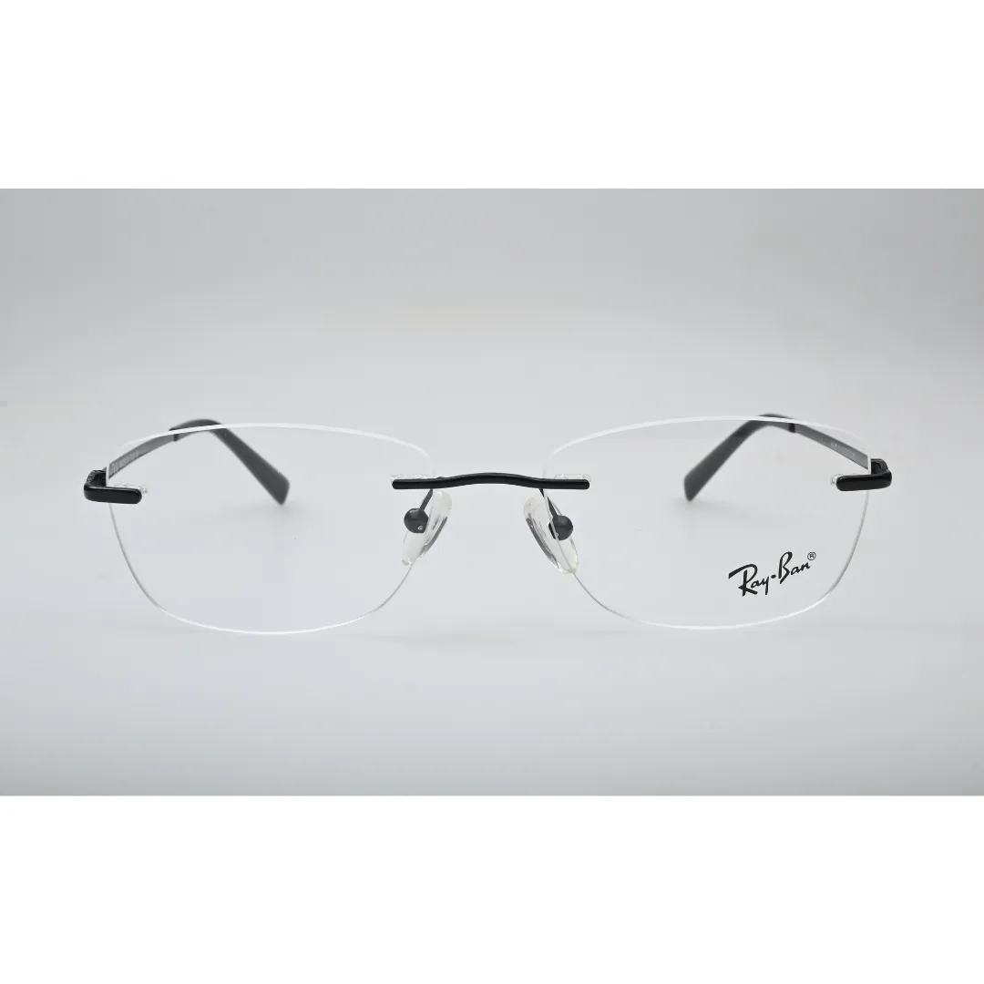 Black Rimless Metal Eyeglasses 8842 front view