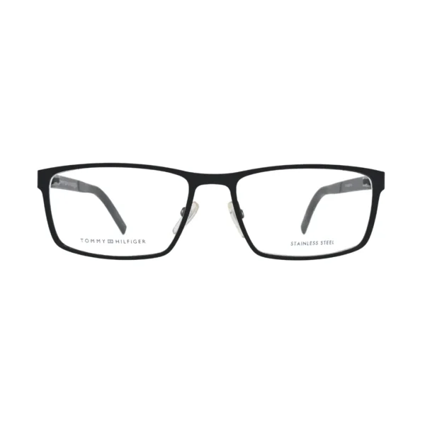 Tommy Hilfiger TH1593 Black Rectangular Eyeglasses front view