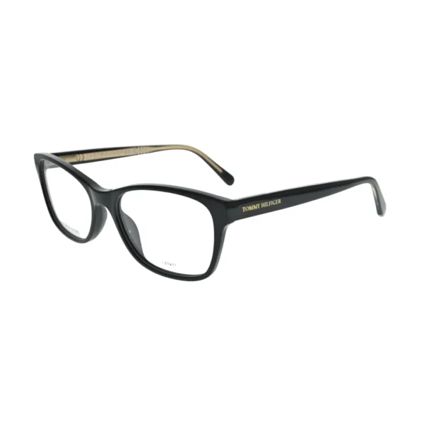 Tommy Hilfiger TH2008 Black Rectangular Eyeglasses back view