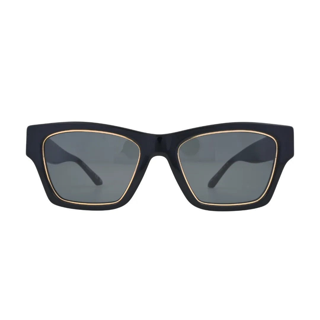 Tory Burch Trace TY1786U Black Rectangular Sunglasses front view