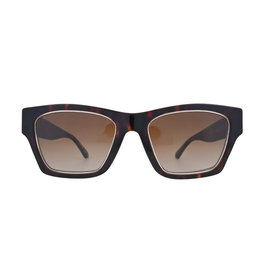 Tory Burch Trace TY1786U Havana Rectangular Sunglasses front view