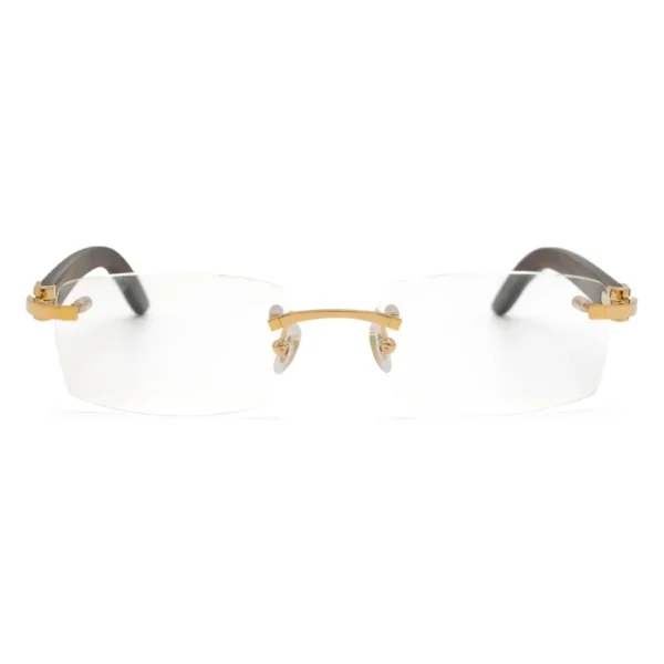 Cartier C Decor CT0052O 005 Gold Wood Rimless Eyeglasses front view