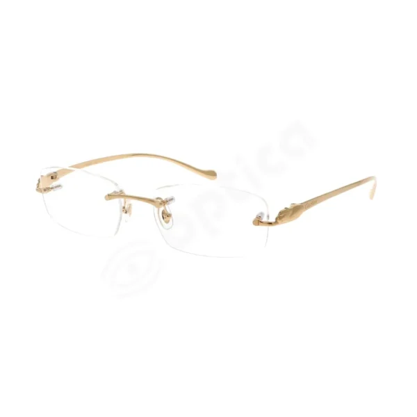 Cartier Panthere de Cartier CT0061O 002 Gold Rimless Eyeglasses side profile