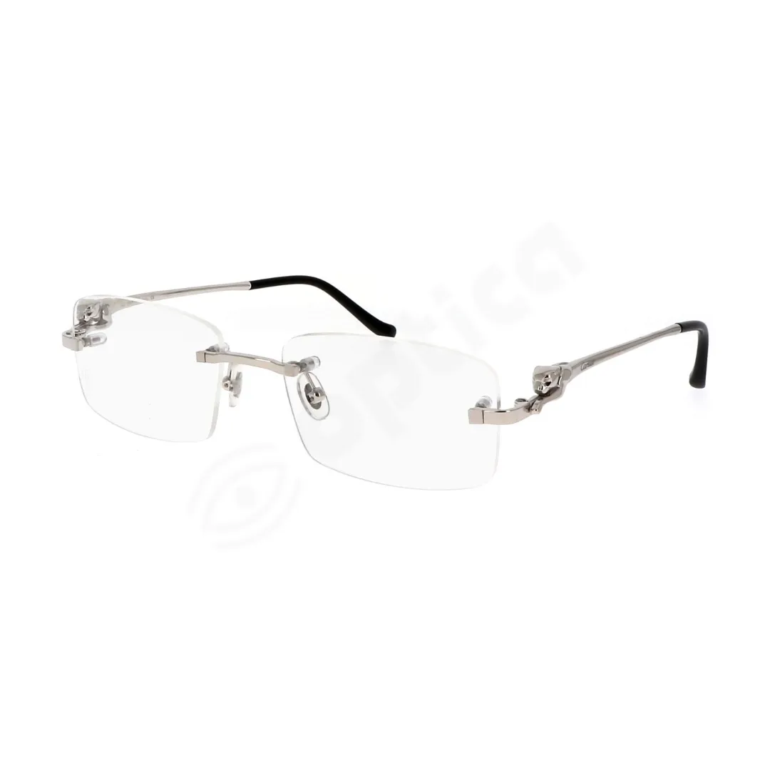Cartier Panthere de Cartier CT0281O 002 Silver Rimless Eyeglasses side profile