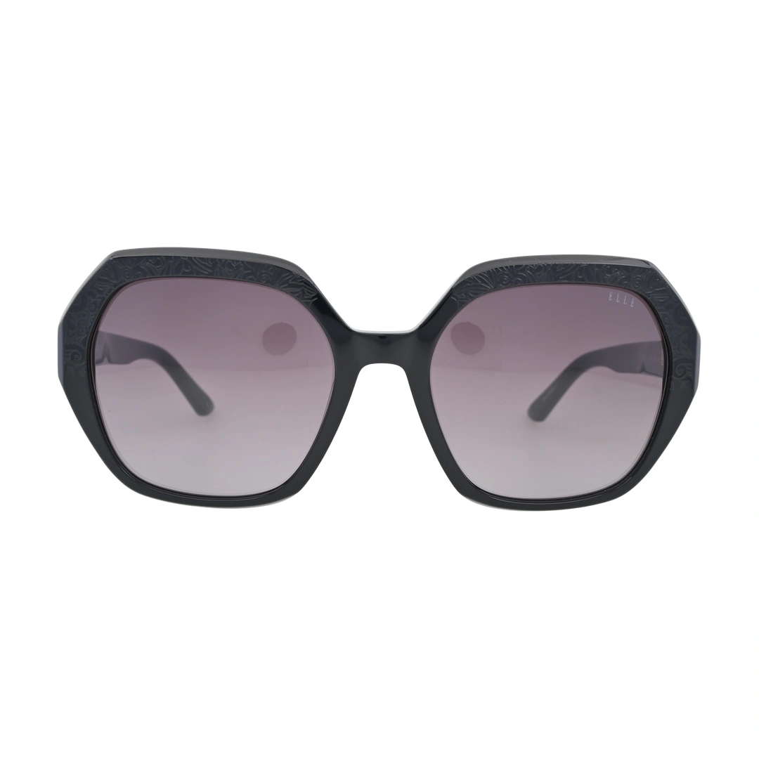ELLE EL14963 Black Hexagon Sunglasses front view